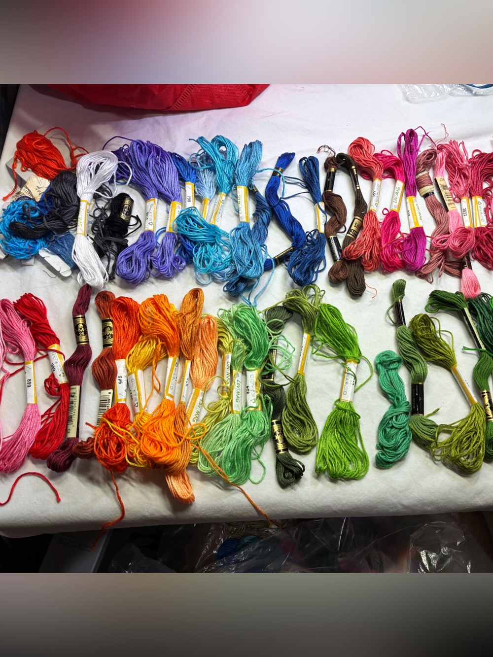 Lot Of 50 Skeins Embroidery Floss Various Brands & Colours